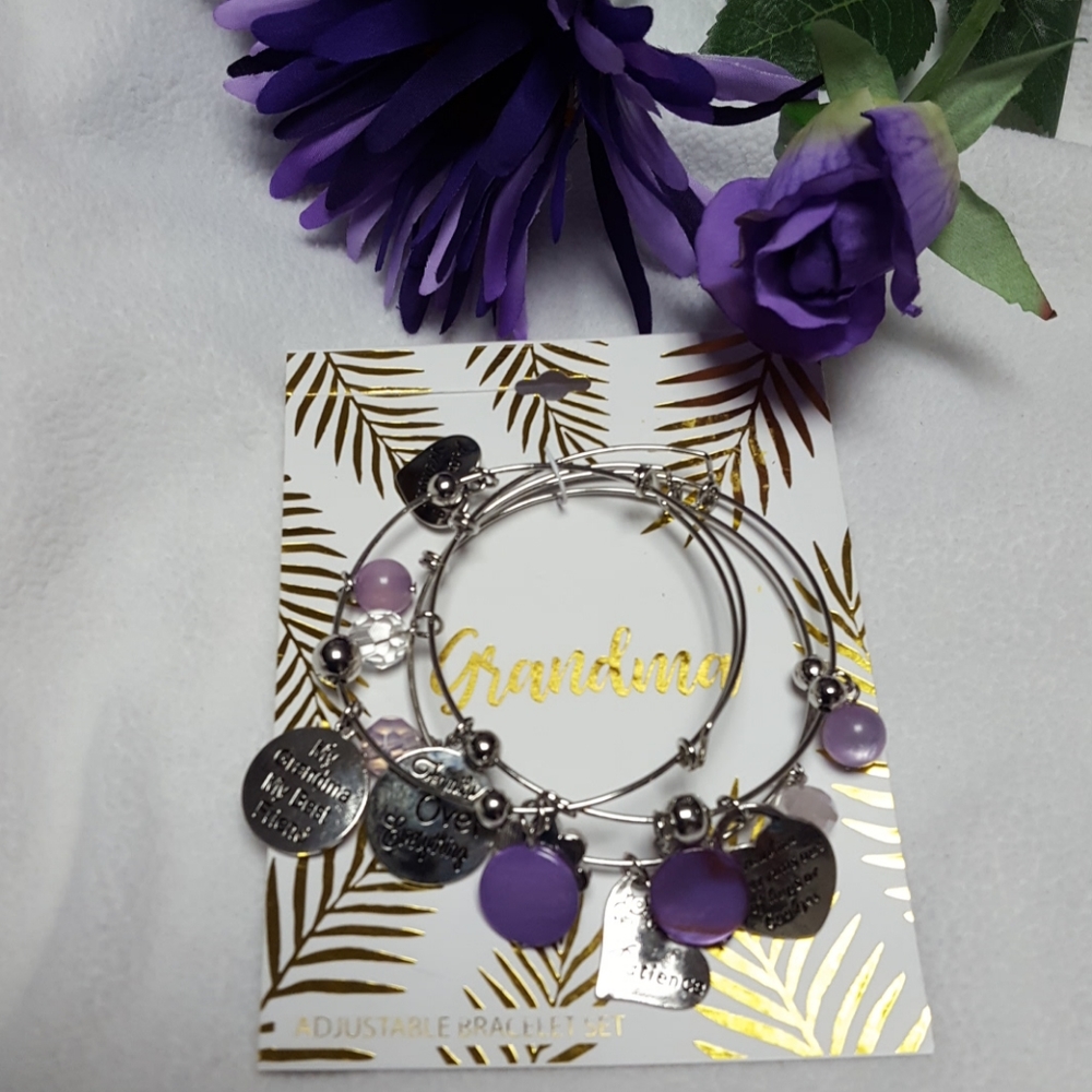 NWT Grandma adjustable purple bracelet set